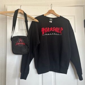 Thrasher Black Sweatshirt and Crossbody Bag